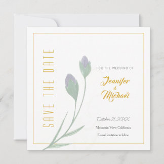 Invitation Fleur de calligraphie couleur or mariage Enregistr