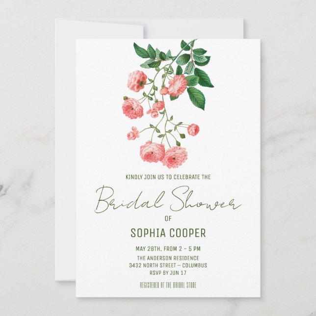 Invitation Fleur de Camélia à l'aquarelle | Baby Shower de ma (Devant)