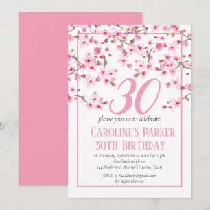 Invitation Fleur de cerise rose pâle 30e anniversaire Floral