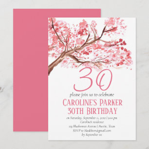 Invitation Fleur de cerise rose pâle 30e anniversaire Floral