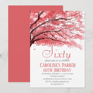 Invitation Fleur de cerise rose pâle 60e anniversaire Floral