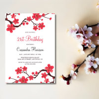 Fleur de cerise rouge florale Sakura 21e anniversa