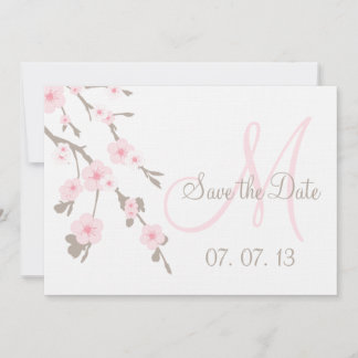Invitation Fleur de cerisier, date de sauvegarde rose taupe