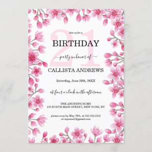 Invitation Fleur de cerisier japonais Anniversaire