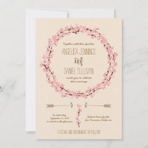 Invitation Fleur de cerisier Mariage rustique