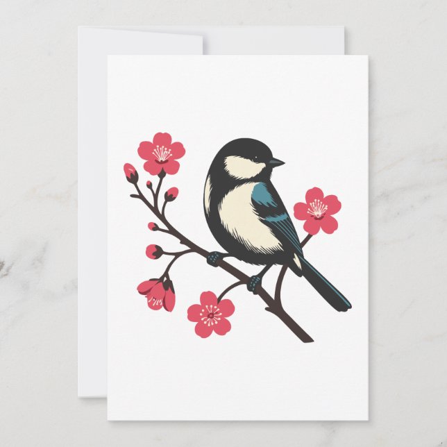Invitation Fleur de cerisier oiseau - Art sérénité de printem (Devant)