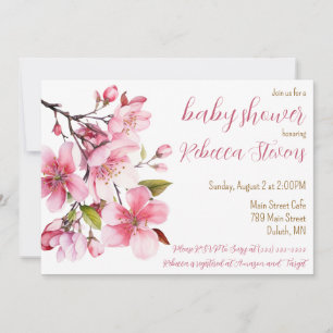 Invitation Fleur de cerisier, printemps, Baby shower d'été