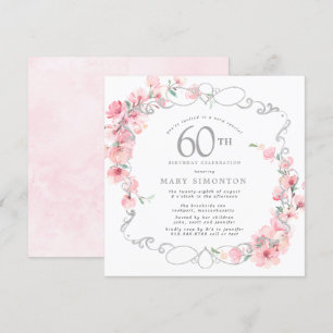 Invitation Fleur de cerisier rose 60e anniversaire