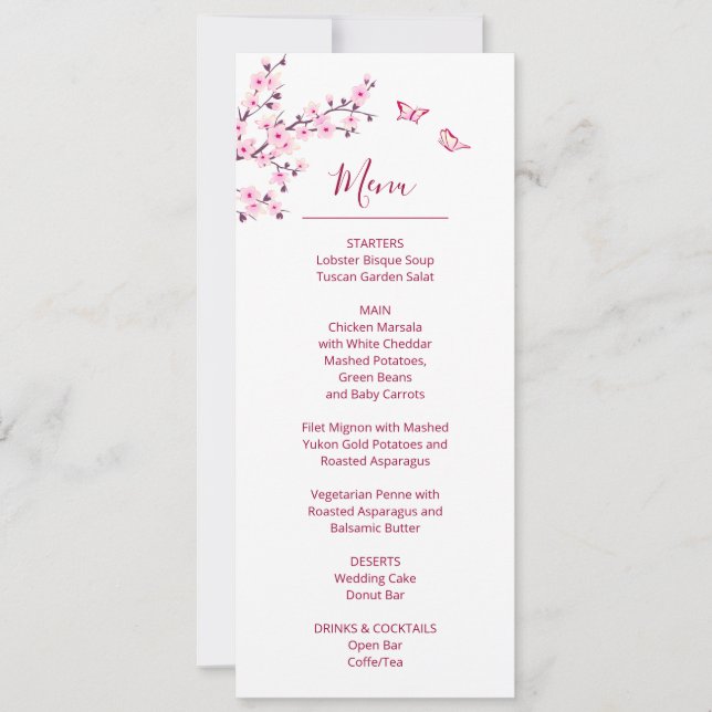 Invitation Fleur de cerisier rose blanc mariage    (Devant)