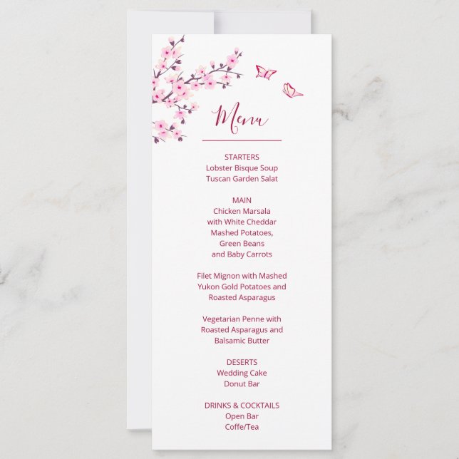 Invitation Fleur de cerisier rose blanc mariage    (Devant)
