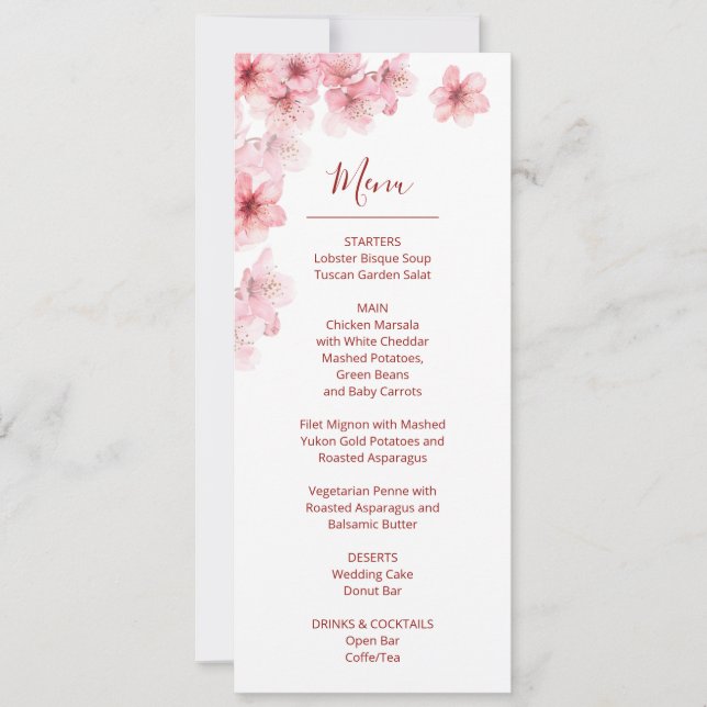 Invitation Fleur de cerisier rose blanc Mariage    (Devant)