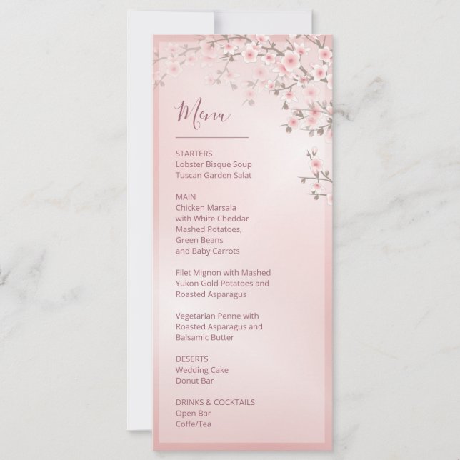 Invitation Fleur de cerisier rose blanc Mariage    (Devant)