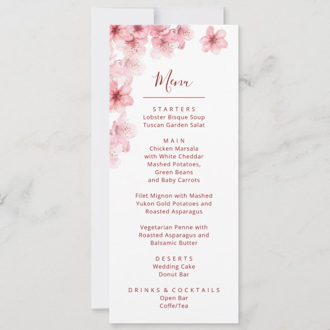 Invitation Fleur de cerisier rose blanc Mariage    (Devant)