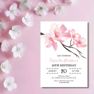 Invitation Fleur de cerisier rose clair moderne Anniversaire