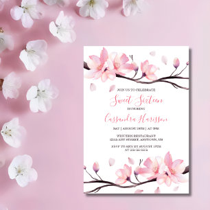Invitation Fleur de cerisier rose clair moderne Sakura annive
