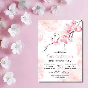 Invitation Fleur de cerisier rose Fleur Anniversaire