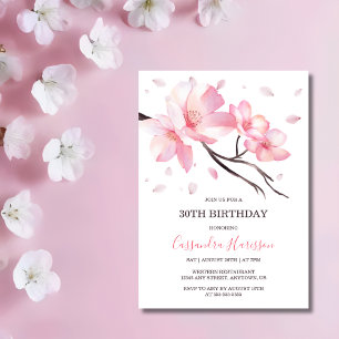 Invitation Fleur de cerisier rose pâle Sakura anniversaire