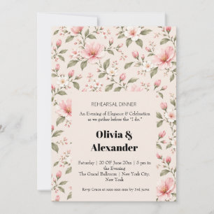 Invitation Fleur de cerisier rose tendre motif sans couture