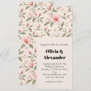 Invitation Fleur de cerisier rose tendre motif sans couture
