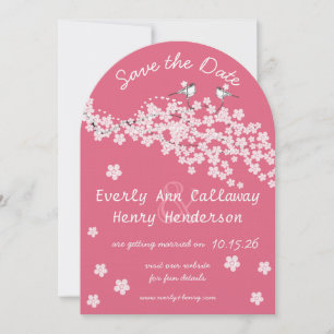 Invitation Fleur de cerisier rose Vintage Inséparable