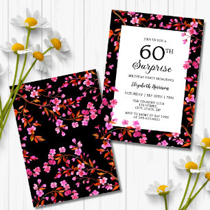 Invitation Fleur de cerisier Surprise Noir Anniversaire