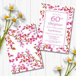 Invitation Fleur de cerisier Surprise rose Anniversaire