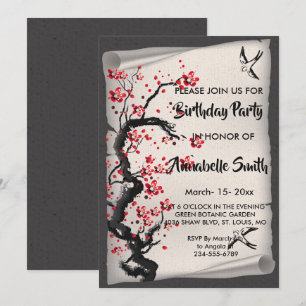 Invitation Fleur de cerisier vintage