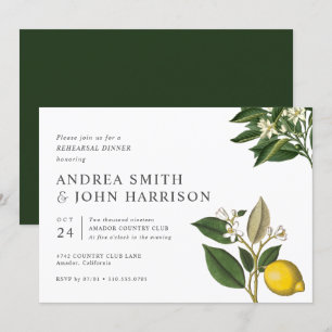 Invitation Fleur de citron   Dîner De Répétition Botanique Ch