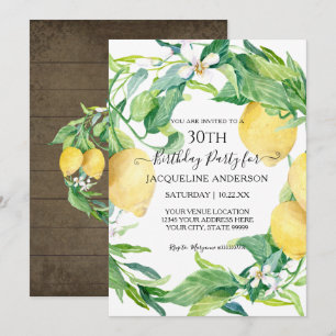 Invitation Fleur de Citron Floral Feuille  Aquarelle 30e Anni