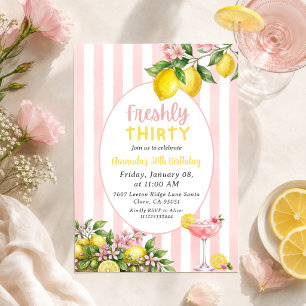 Invitation Fleur de citron fraîchement Limonade rose 30e anni