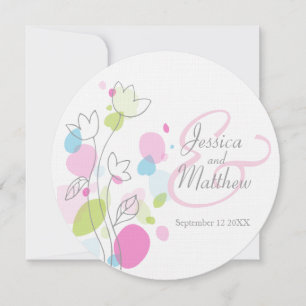 Invitation Fleur de confetti moderne pétale ronde mariage