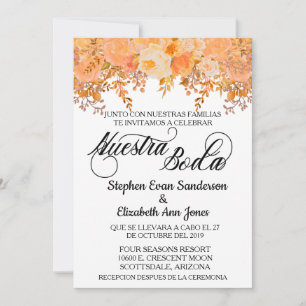 Invitation Fleur de corail Mariage espagnole Nuestra Boda