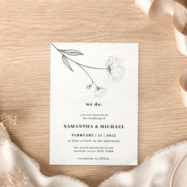Invitation Fleur de coton blanche claire Botanique nous faiso (Créateur téléchargé)