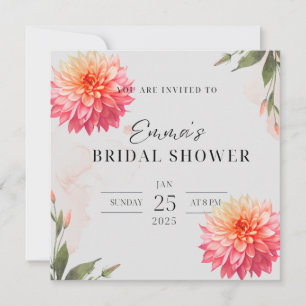 Invitation Fleur de Dahlia rose aquarelle bouquet de mariage