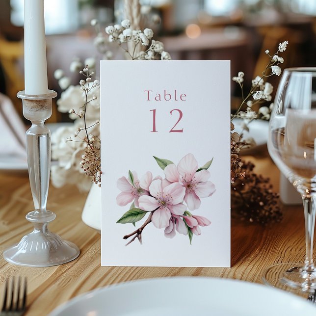Invitation Fleur de fleurs de cerisier rose Tableau Numéro Pa (Gentle Pastel Pink Cherry Blossom Table Number Cards. )