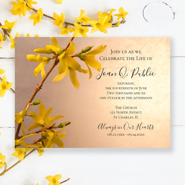 Invitation Fleur de Forsythia Printemps Jaune Fête de la Vie (Créateur téléchargé)