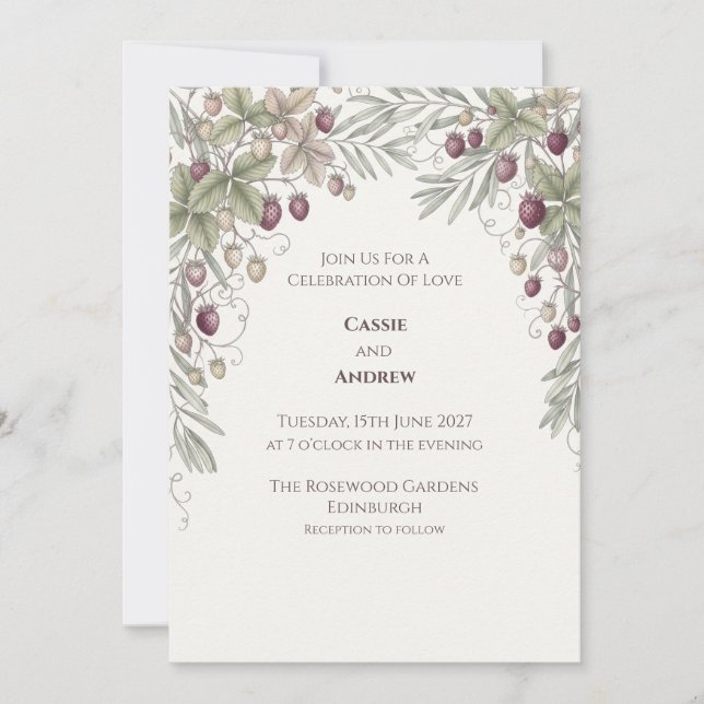 Invitation Fleur de fraisier & botanique d'olive (Devant)