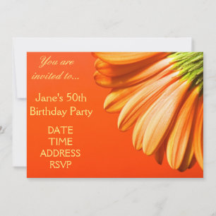 Invitation Fleur de Gerbera orange et jaune 50e anniversaire
