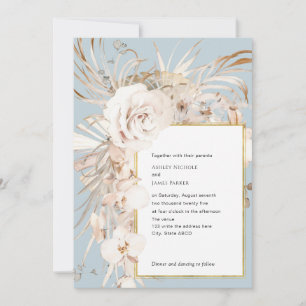 Invitation Fleur de jardin d'aquarelle bleu foncé