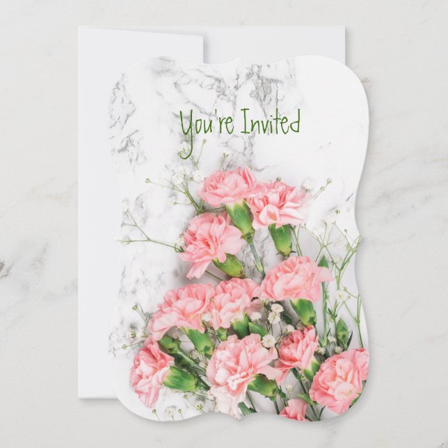 Invitation Fleur de Jardin d'Oeillets pour Anniver (Devant)