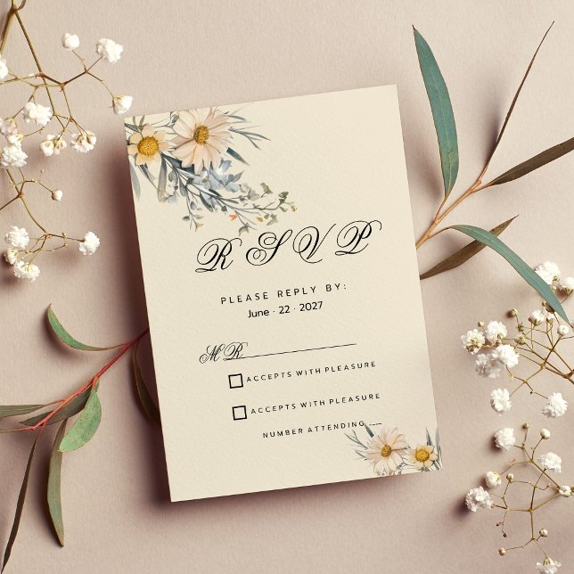 Invitation Fleur de jardin fleur sauvage botanique RSVP (Botanical wildflowers garden floral RSVP)