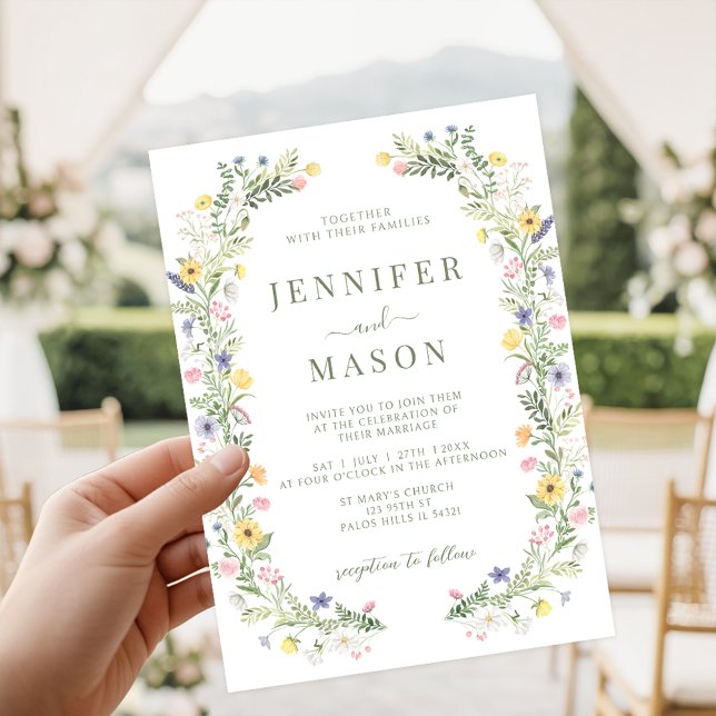 Invitation Fleur de jardin sauvage délicate de mariage de pré (Créateur téléchargé)