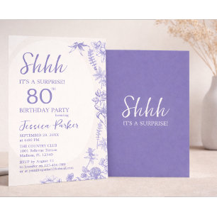 Invitation Fleur de lavande bleue 80e anniversaire