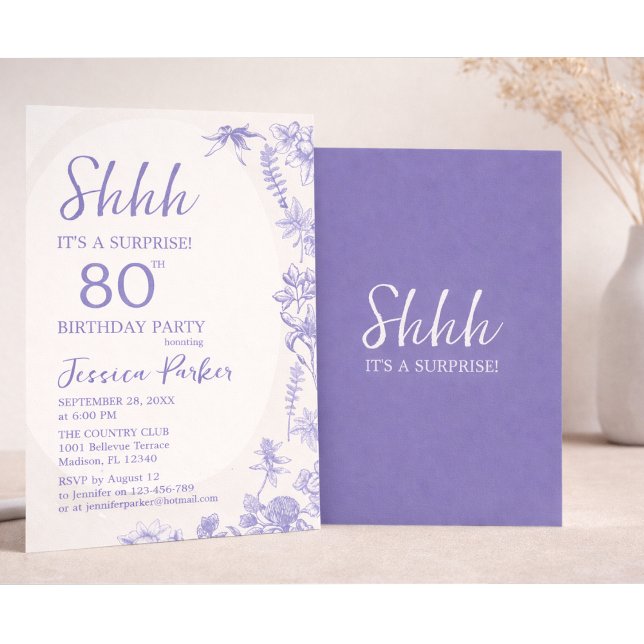 Invitation Fleur de lavande bleue  80e anniversaire (Créateur téléchargé)