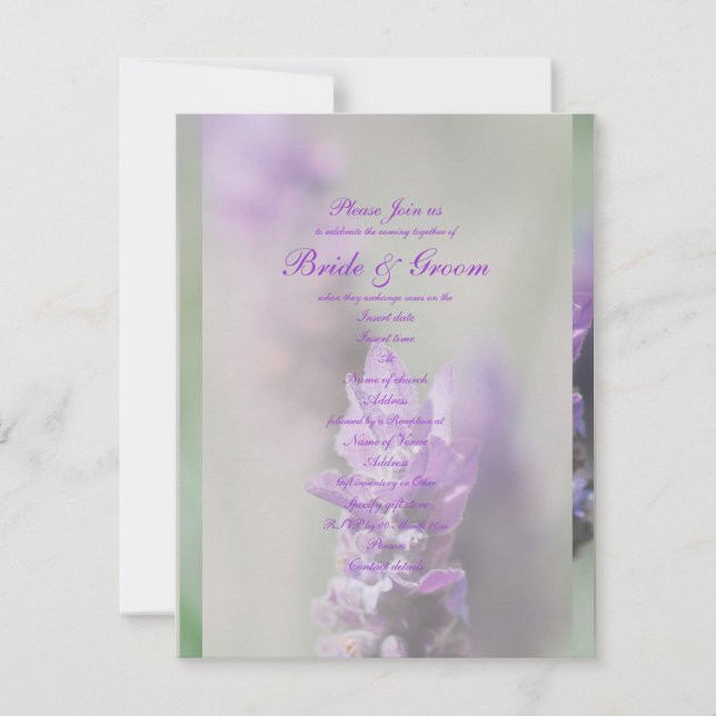 Invitation Fleur de lavande violette mariage | Personnaliser (Devant)