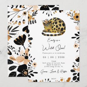 Invitation fleur de léopard sauvage 1er anniversaire invitati