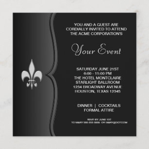 Invitation Fleur De Lis Black Cravate Corporate Party