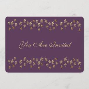 Invitation Fleur de Lis Confetti mauve et or