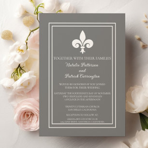 Invitation Fleur de Lis gris
