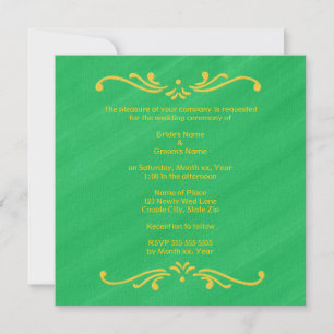 Invitation Fleur De Lis Jaune Bordure sur Mariage Vert Invite